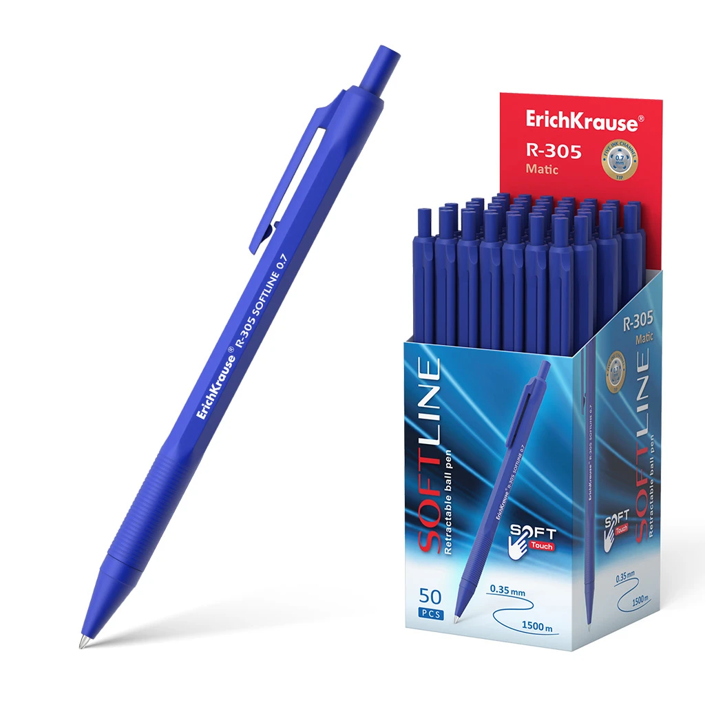 Ручка шариковая автоматическая Erich Krause R-305, цвет чернил синий (в коробке