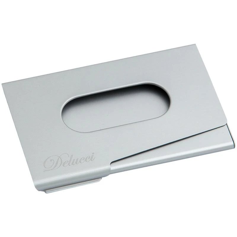 Визитница карманная Delucci из алюминия серебристого цвета, легкий доступ,