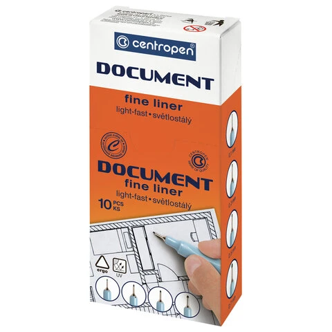 Ручка капиллярная (линер) СИНЯЯ CENTROPEN "Document", трехгранная, Ручка капиллярная (линер) СИНЯЯ CENTROPEN "Document", трехгранная,