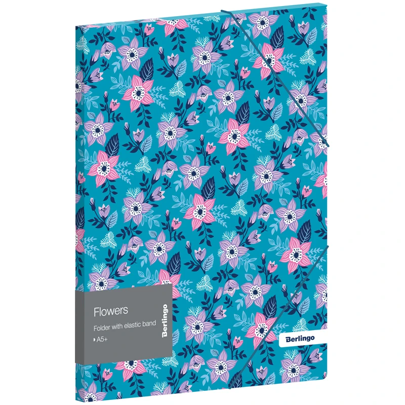 Папка для тетрадей на резинке Berlingo "Flowers" А5+, 600мкм, с