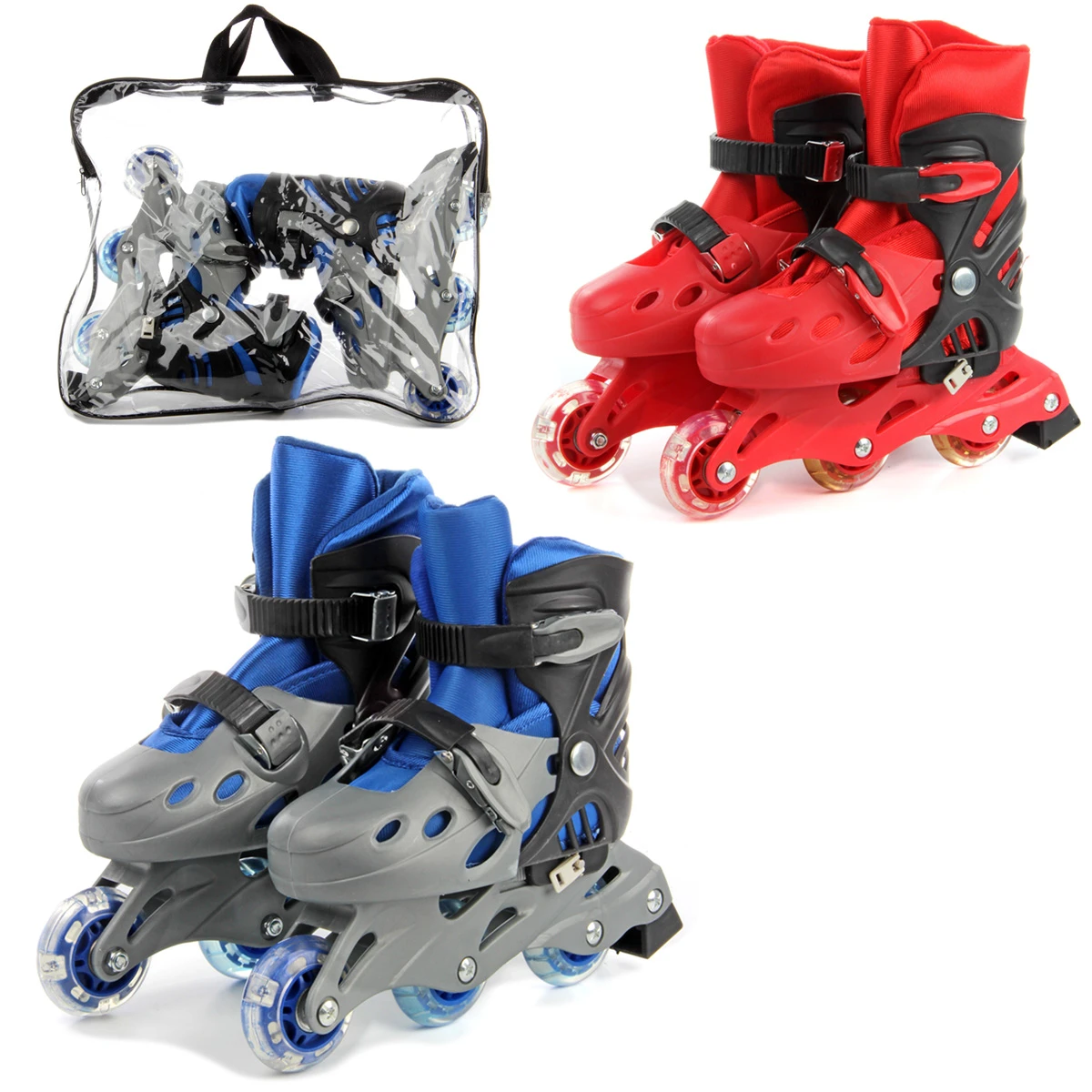 Ролики, колеса PVC, передние кол. со св, р-р30-34, в сумке, в ассортименте