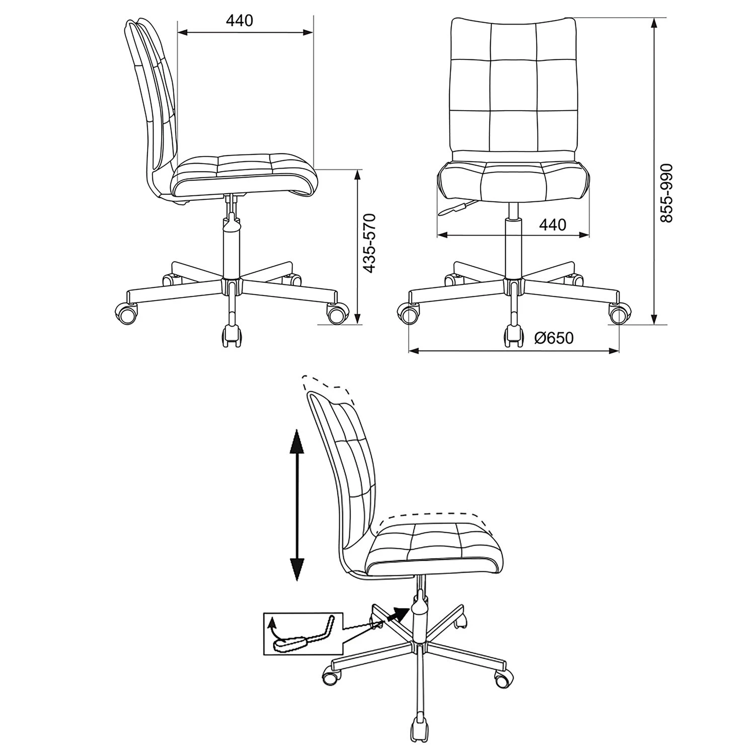 Кресло CH-330M, без подлокотников, пятилучие серебристое, ткань, красное с