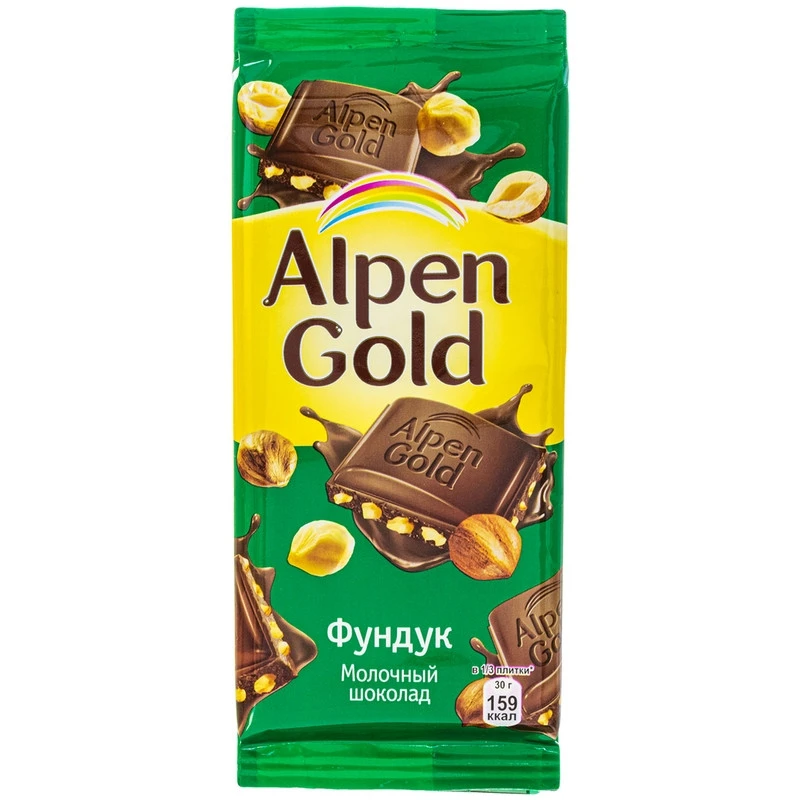 Шоколад Alpen Gold плитка молоч.с фунд., 85г