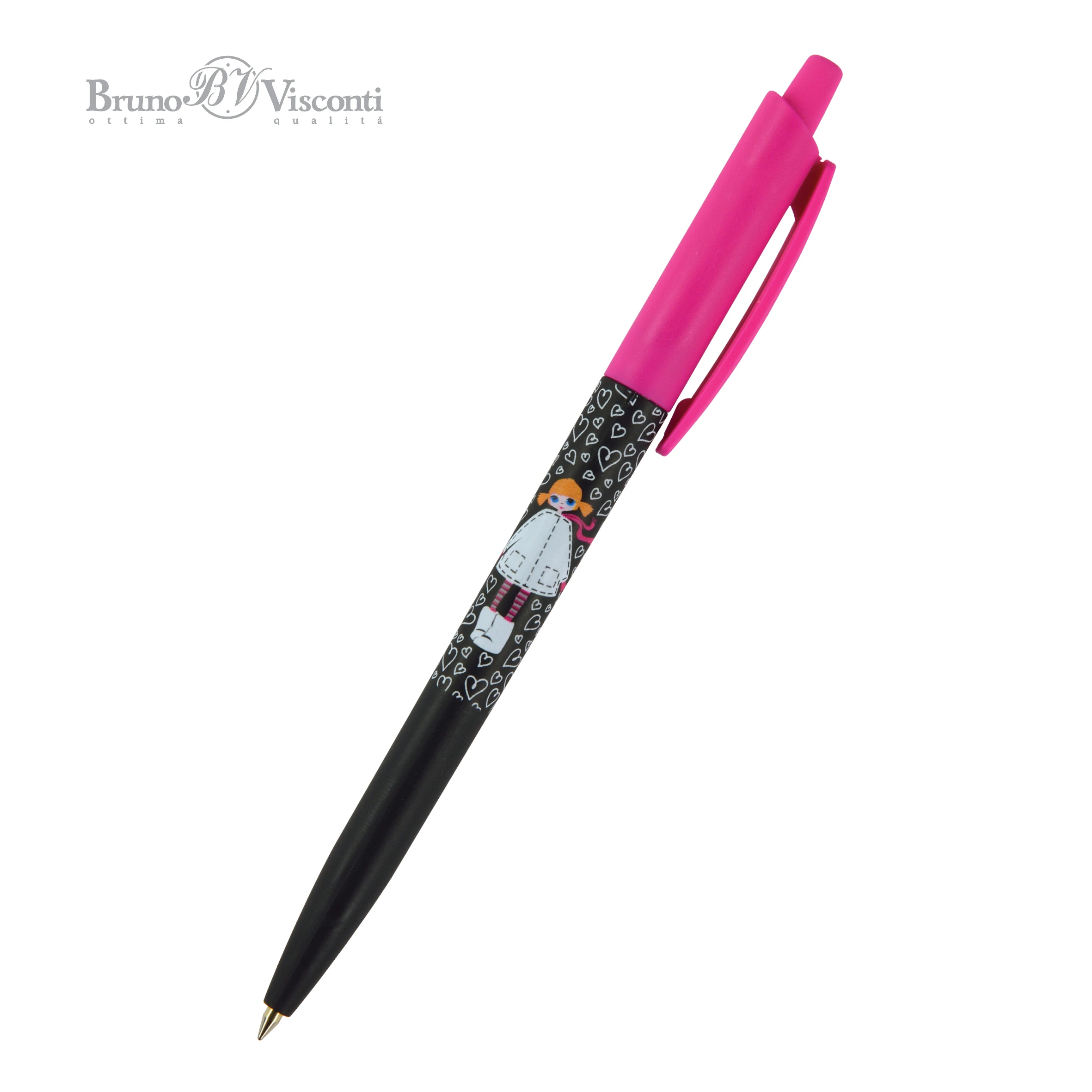 РУЧКА "HappyClick. Девочка с собачкой" ШАРИКОВАЯ, 0.5 ММ, СИНЯЯ