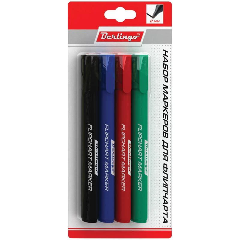 Набор маркеров для флипчарта, 4цв., пулевидный, 2мм: BMf_42209 штр.: 