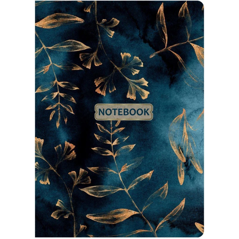 Блокнот Floral, А5 96л, клетка, обл. тв.лам.картон, сшивка, резинка, синий Блокнот Floral, А5 96л, клетка, обл. тв.лам.картон, сшивка, резинка, синий