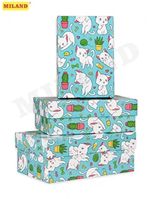 Набор прямоугольных коробок 3 в 1 Котята (23 х 16 х 9,5 - 19 х 12 х 6,5 см)
