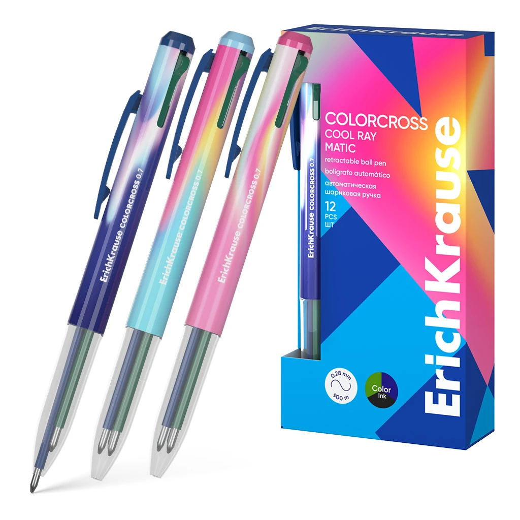 Ручка шариковая автоматическая 3в1 ErichKrause Colorcross Matic Cool Ray 0.7,