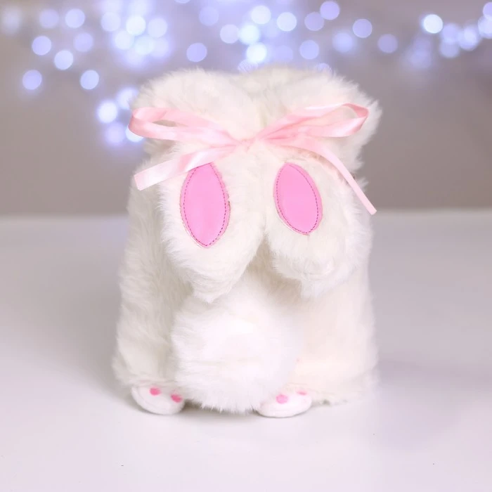 Рюкзак детский плюшевый «Зайка», цвет белый