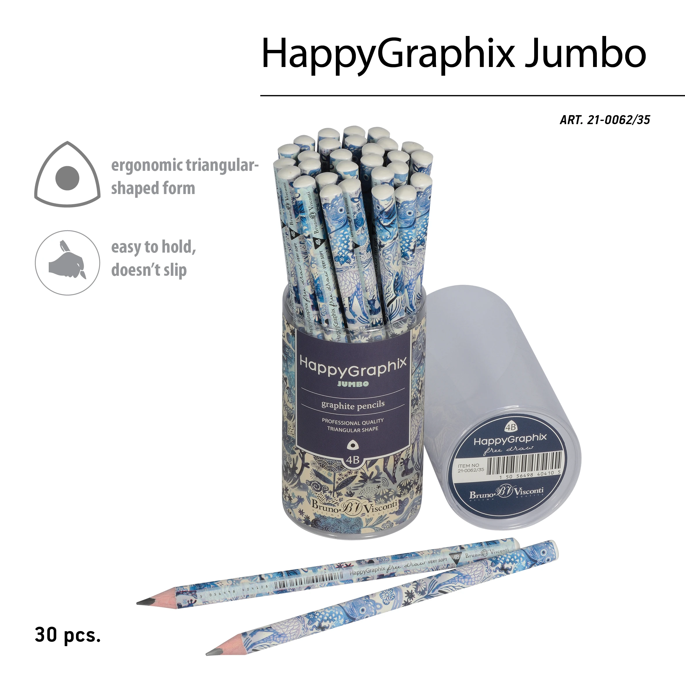 КАРАНДАШ ЧЕРНОГРАФИТОВЫЙ "HappyGraphix Jumbo. Сказочный мотив" 4В, 3.5