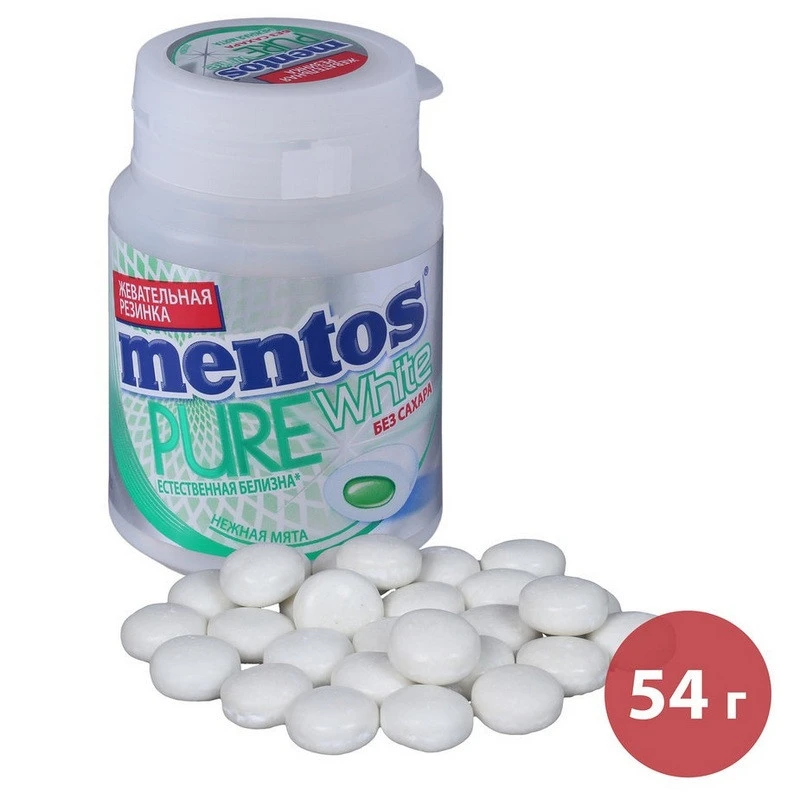 Жевательная резинка Mentos Pure Fresh Нежная Мята, 54г Жевательная резинка Mentos Pure Fresh Нежная Мята, 54г