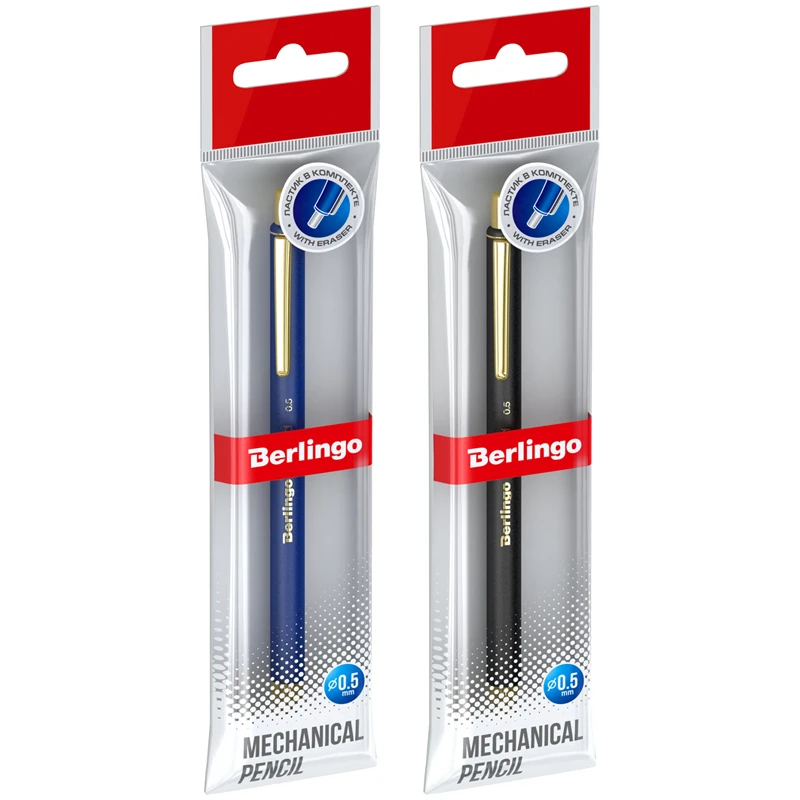 Карандаш механический Berlingo "xGold", с ластиком, ассорти, 0,5мм, Карандаш механический Berlingo "xGold", с ластиком, ассорти, 0,5мм,