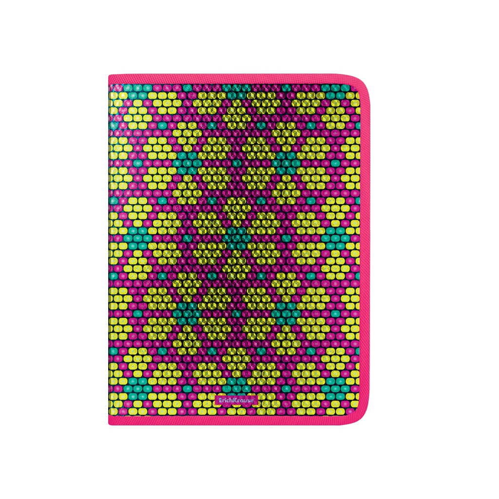Папка для тетрадей на молнии пластиковая Erich Krause Pink&Yellow Beads, А4 (в