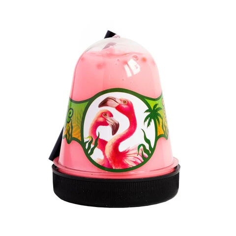 Слайм (лизун) "Slime Jungle Фламинго" с розовым фишболом, 130 г,