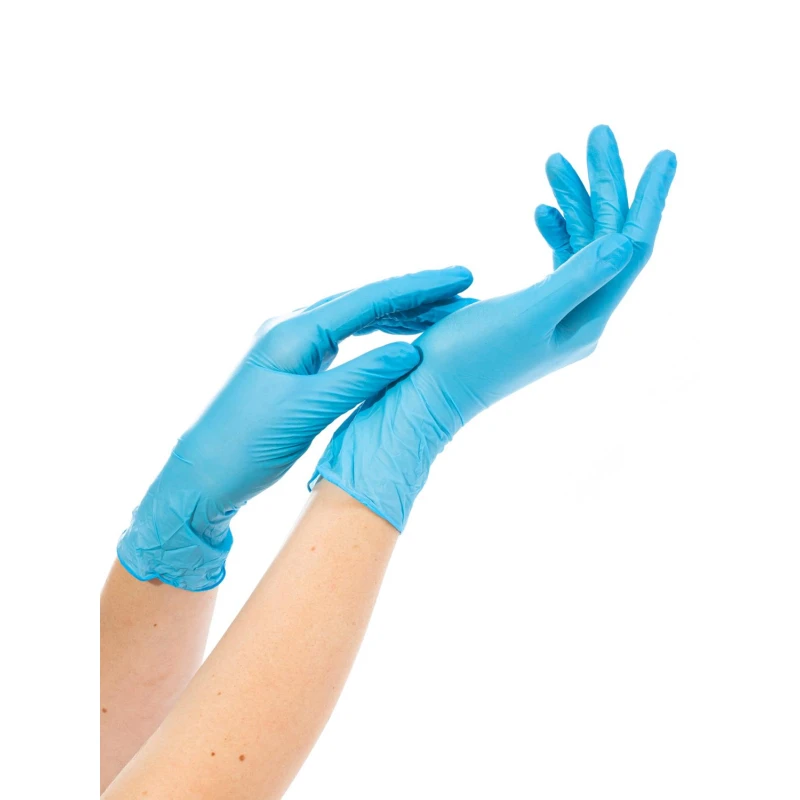 Медицинские смотровые перчатки, нитрил. н/с. н/о,голубые NitriMax (S) 50п/уп,