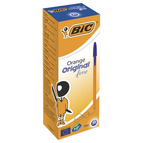 Ручка шариковая BIC "Orange", СИНЯЯ, корпус оранжевый, узел 0,8 мм,