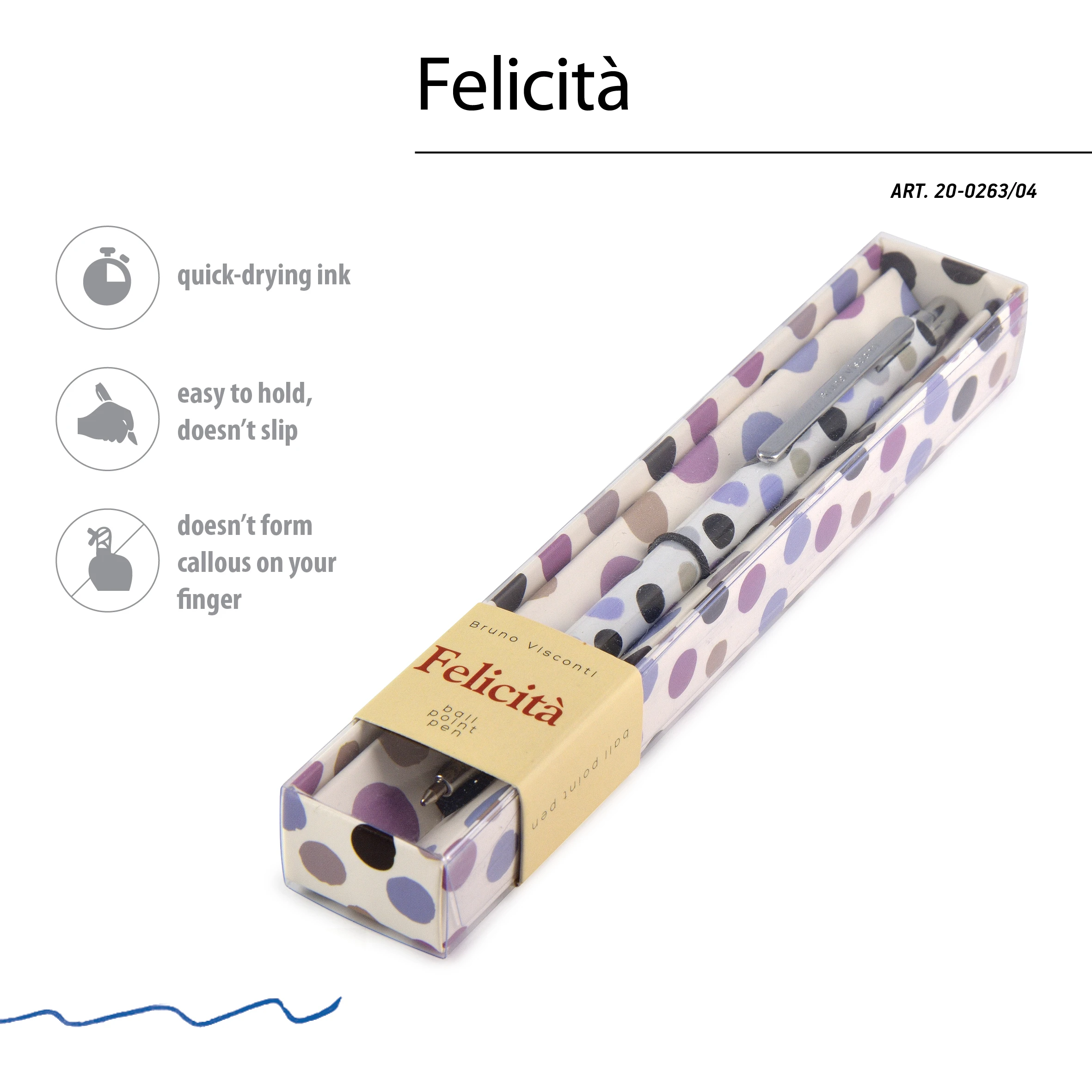 РУЧКА "Felicita ГОРОШЕК" ШАРИКОВАЯ МЕТАЛЛИЧЕСКАЯ, 0,7 ММ, СИНЯЯ