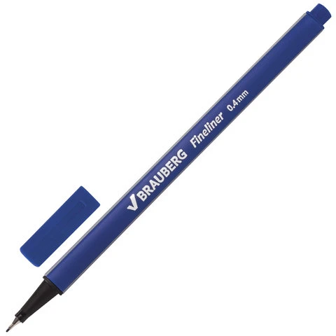 Ручка капиллярная BRAUBERG "Aero", СИНЯЯ, трехгранная, металлический
