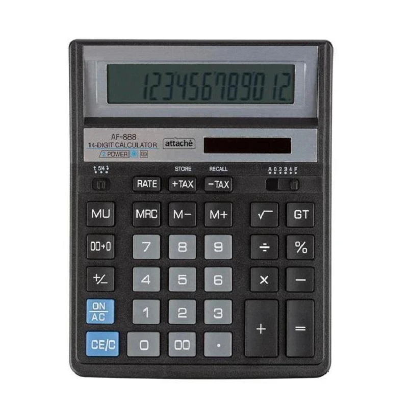 Калькулятор настольный ПОЛН/Р Attache AF-888,14р,дв.пит,204x158мм, черный