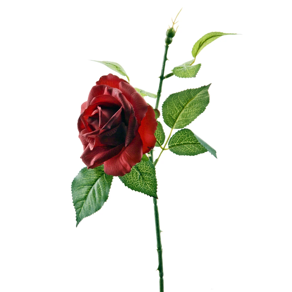 Цветок искусственный (на ножке) "Роза бордовая" h=40см. (min24)
