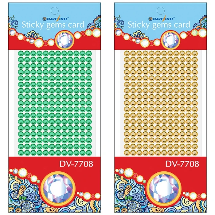 Наклейки-стразы акриловые 10*23см "Darvish" (ассорти в пачке)