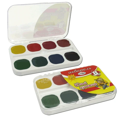 Краски акварельные ГАММА "Юный Художник", 8 цветов, медовые, Краски акварельные ГАММА "Юный Художник", 8 цветов, медовые,