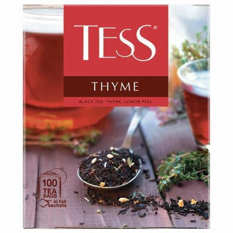 Чай TESS (Тесс) "Thyme", черный, чабрец и цедра лимона, 100 пакетиков