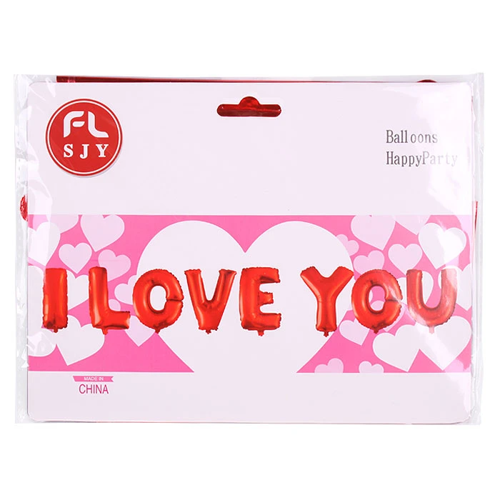 Праздничное украшение фольгированные надувные буквы "I love you"