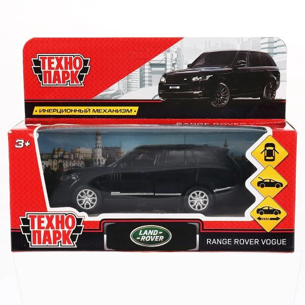 Машина металл RANGE ROVER VOGUE длина 12 см, двери, багаж, черный, Технопарк