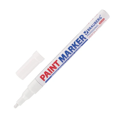 Маркер-краска лаковый (paint marker) 2 мм, БЕЛЫЙ, НИТРО-ОСНОВА, алюминиевый