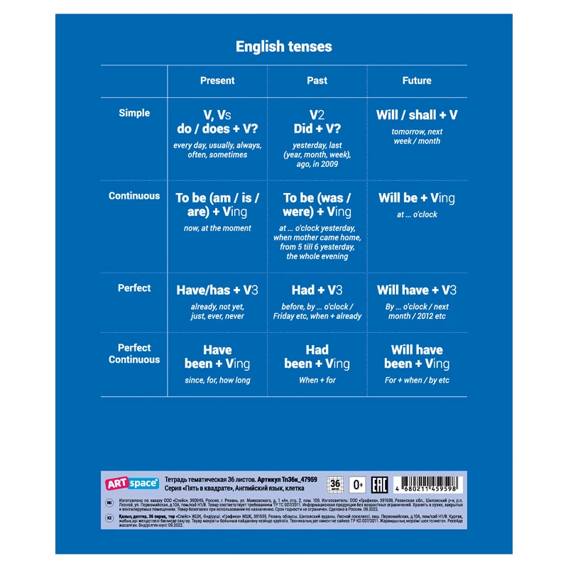 Тетрадь предметная, 36л. ArtSpace, "Пять в квадрате" - Английский