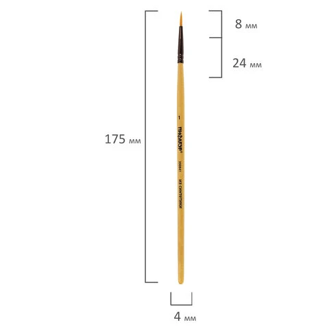 Кисть ПИФАГОР, синтетика, круглая, № 1, 200841