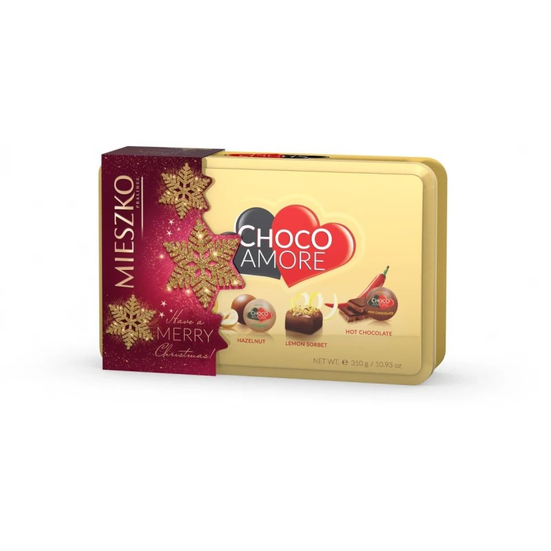 Набор конфет ассорти MIESZKO CHOCO AMORE в жестяной банке 310г 5 штxкор