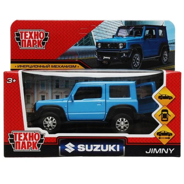 Машина металл SUZUKI JIMNY 11,5 см, двери, багажник, инерция, синий, коробка.