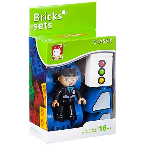 Конструктор пластиковый крупные детали Bricks sets, дорож.полиция, BOX