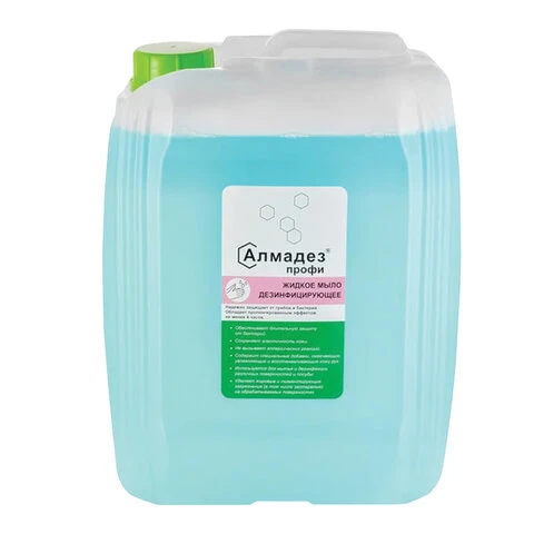 Мыло жидкое дезинфицирующее 5 л АЛМАДЕЗ-ПРОФИ, с пролонгированным антимикробным Мыло жидкое дезинфицирующее 5 л АЛМАДЕЗ-ПРОФИ, с пролонгированным антимикробным