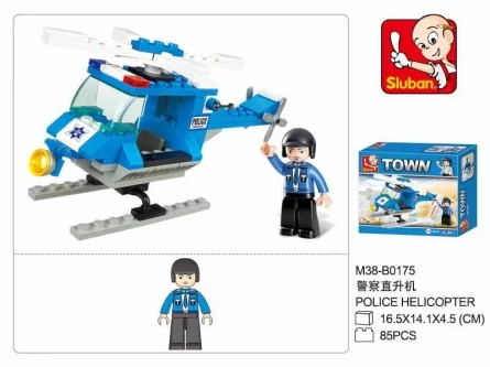 Конструктор пластиковый. SLUBAN Город. Полицейский вертолет (85 деталей) Арт. Конструктор пластиковый. SLUBAN Город. Полицейский вертолет (85 деталей) Арт.
