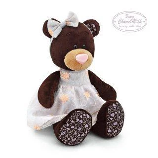 Медведь Milk сидячая в платье с вышивкой 25 М5040/25