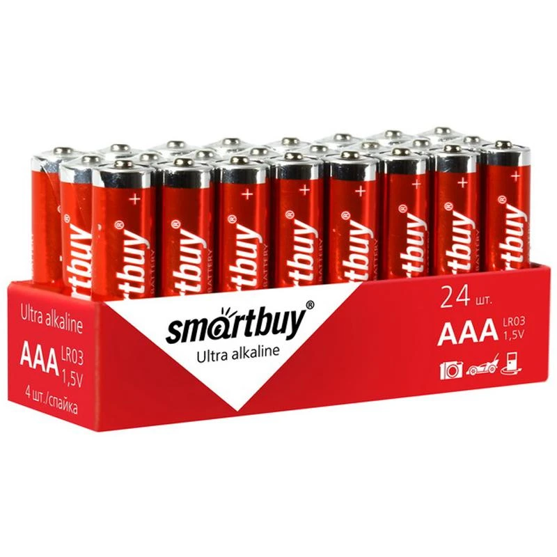 Батарейка SmartBuy AAA (LR03) алкалиновая, OS24. SBBA-3A24S