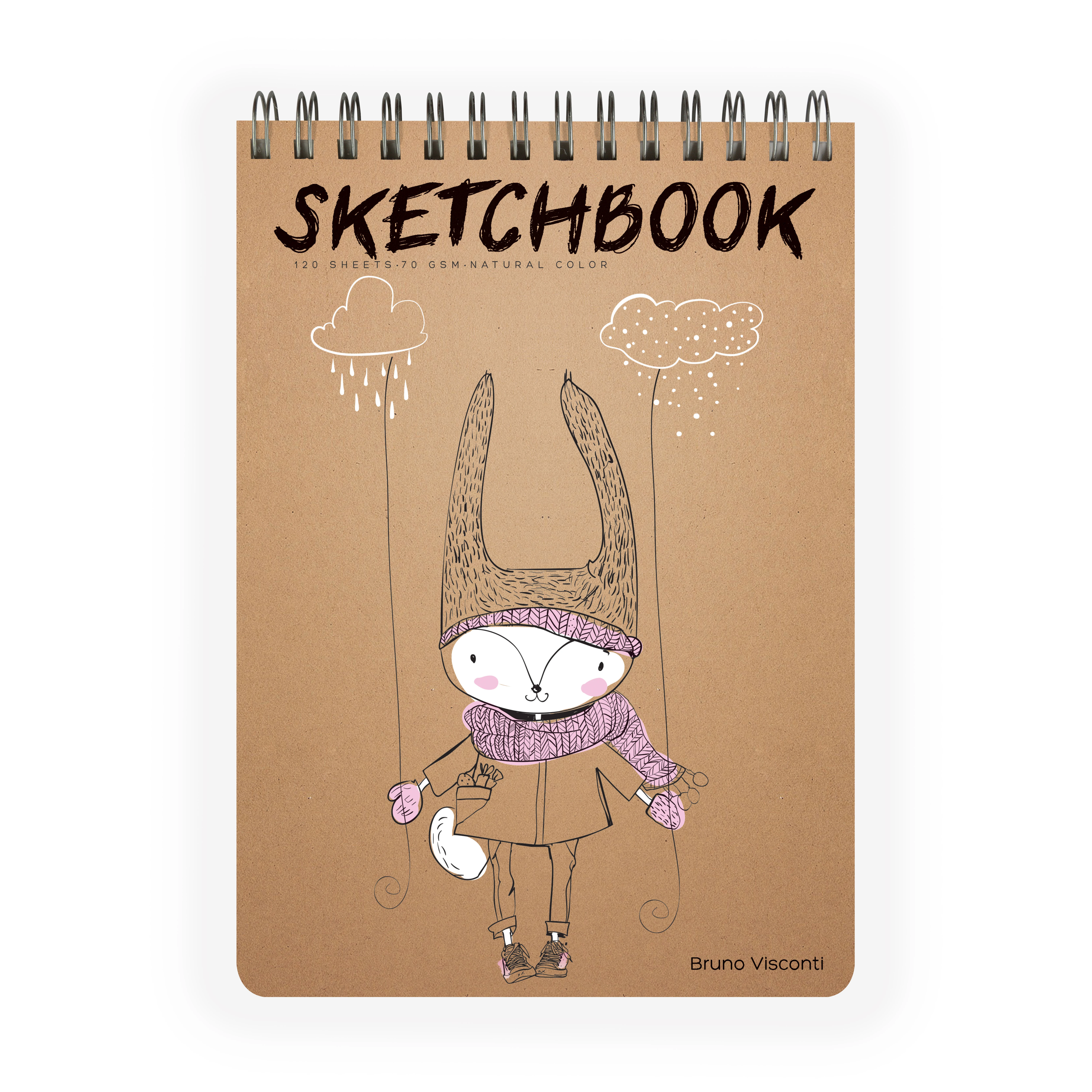 SKETCHBOOK BV,185х250 мм, 120 Л. КРАФТ 70 гр. НА ГРЕБНЕ (4 ВИДА)