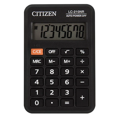 Калькулятор карманный CITIZEN LC-210NR (98х62 мм), 8 разрядов, питание от