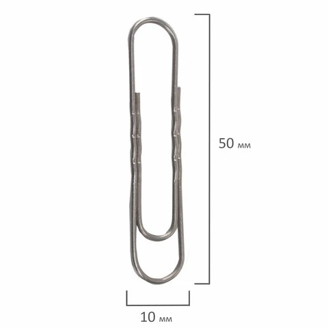 Скрепки большие 50 мм, ОФИСНАЯ ПЛАНЕТА, оцинкованные, гофрированные, 50 штук,