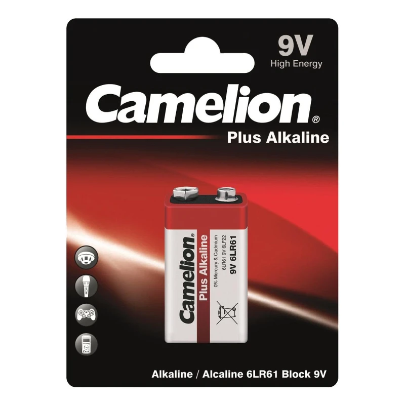 Батарейка Camelion 6LR61 Plus Alkaline 1шт/бл (6LR61-BP1, 9В) (1655)