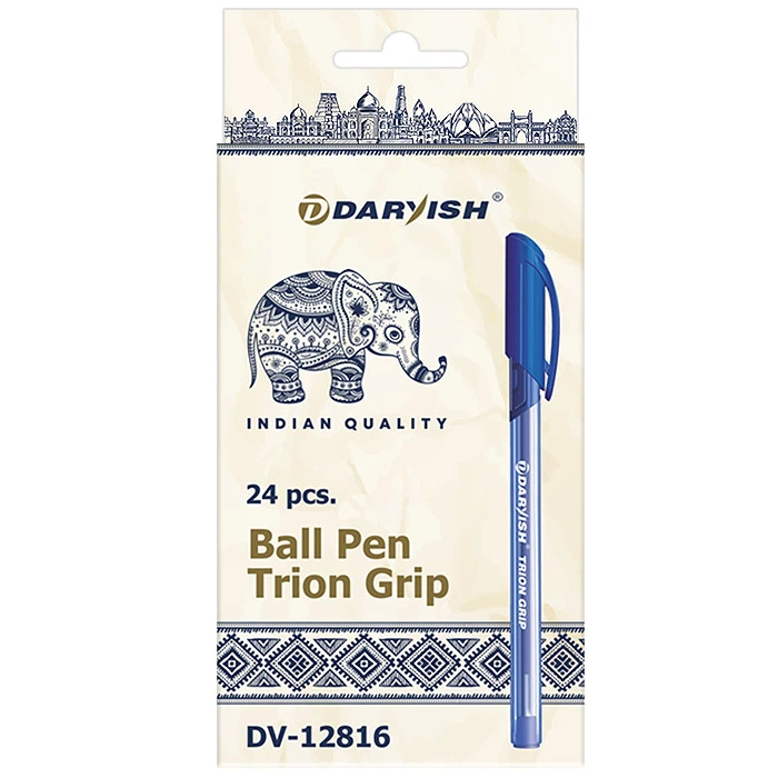 Ручка шариковая синяя "Darvish" Trion Grip трехгранный синий корпус