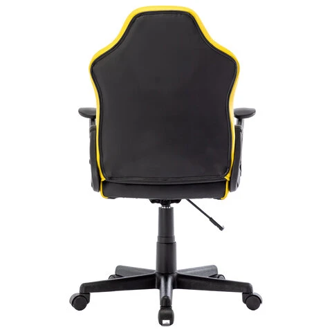 Кресло компьютерное BRABIX "Shark GM-203", экокожа, черное/желтое,
