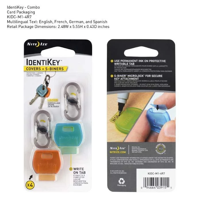Маркеры для ключей IdentiKey, 4 шт. ассорти + S-Biner MicroLock