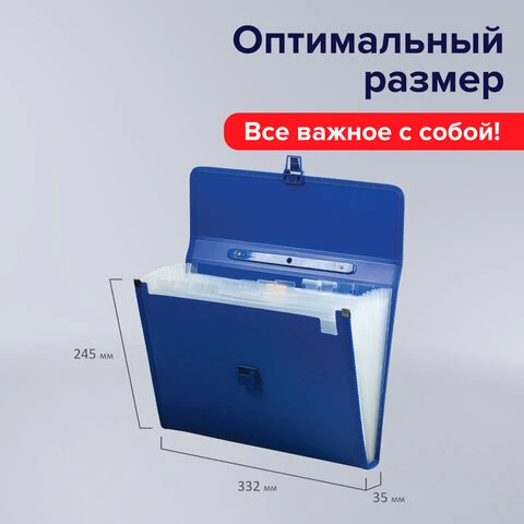 Портфель пластиковый BRAUBERG, А4, 332х245х35 мм, 13 отделений, текстура,