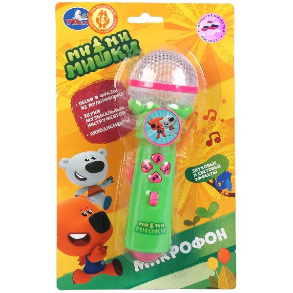 Микрофон Ми-ми-мишки 20 песен, фраз,звуков, аплодисменты, свет. блистер, бат.