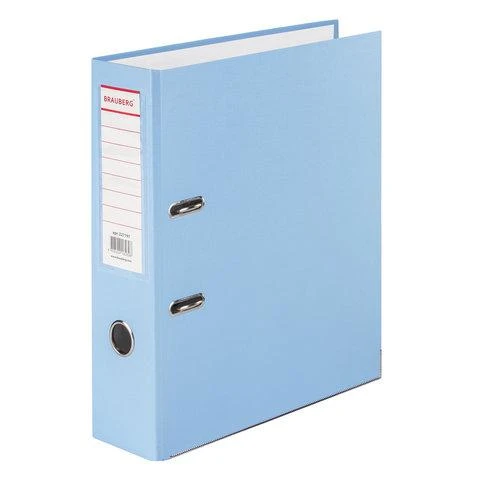 Папка-регистратор BRAUBERG с покрытием из ПВХ, 80 мм, с уголком, голубая