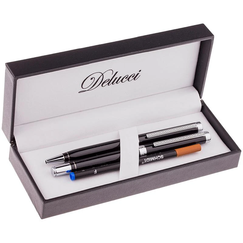Набор "Delucci": ручка шариковая, 1,0мм и ручка-роллер, 0,6мм, синие,
